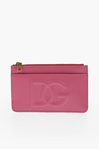Solid Color Leather Card Holder with Embossed Logo