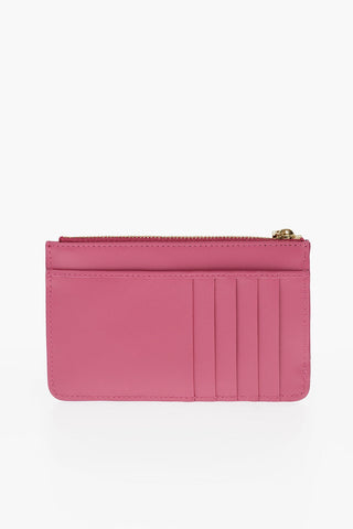 Solid Color Leather Card Holder with Embossed Logo