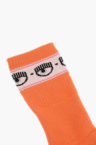 Solid Color Stretch Socks with Embroidered Logo