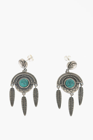Silver Earrings with Central Stone