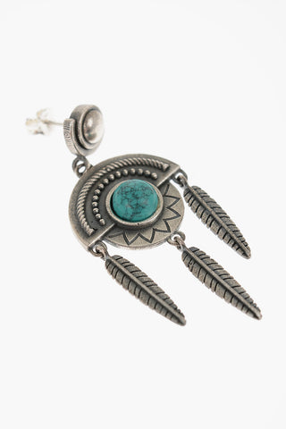 Silver Earrings with Central Stone