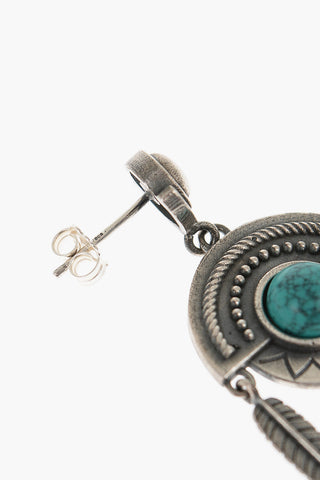 Silver Earrings with Central Stone