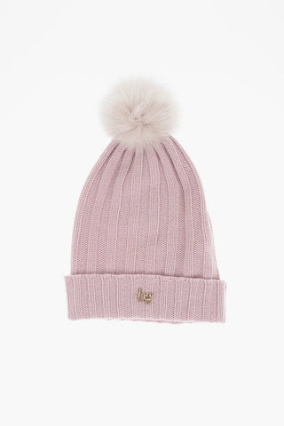 BLUGIRL Ribbed Beanie with Real Fur Pom Pom
