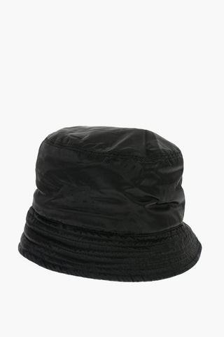 Cappello Bucket in Nylon a Tinta Unita con Stampa Monogram All Over