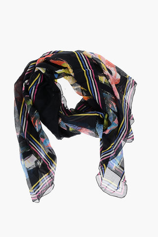 Cotton and Silk Graffiti Effect Scarf