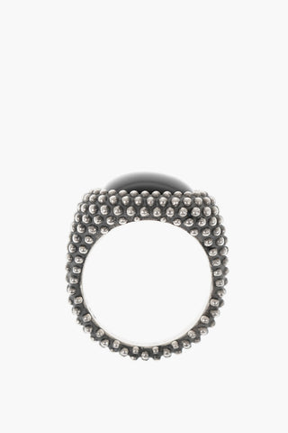 Dotted Square Chevalier Ring with Onyce Stone