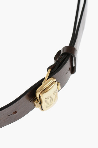 Leather Belt with Golden Buckle 35mm