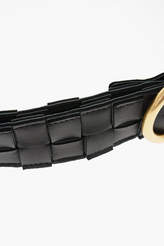 Braided Leather Belt with Golden Buckle 35mm