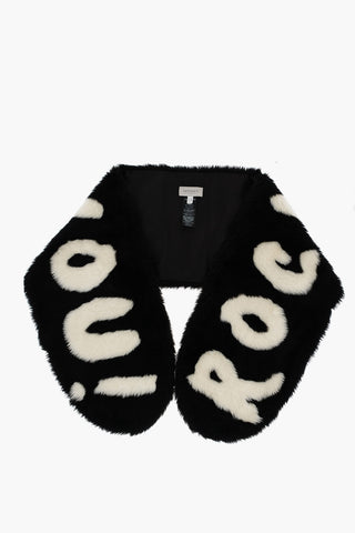 Faux Fur Scarf with Contrast Writing
