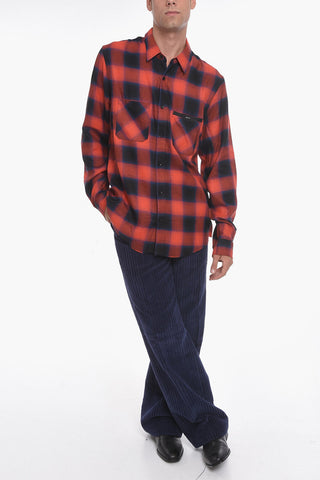Camicia Sfrangiata in Flanella con Logo