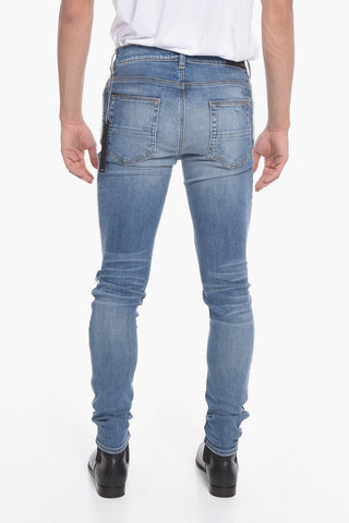 Distressed Skinny Denims with Side Crystal Bands 14cm