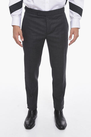 Pantaloni Slim Fit con Fibbie e Bottoni sul Fondo