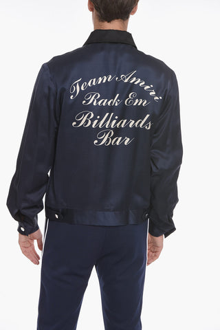 Viscose-satin BILLARDS Zip-up Overshirt with Print
