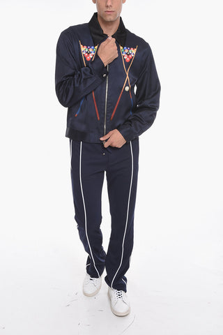 Viscose-satin BILLARDS Zip-up Overshirt with Print