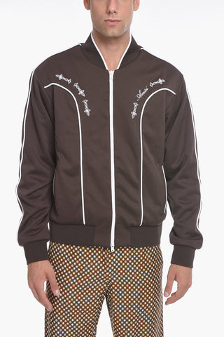 Zip-up Sweatshirt with Contrasting Embroidery