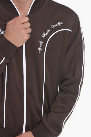 Zip-up Sweatshirt with Contrasting Embroidery