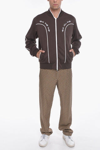 Zip-up Sweatshirt with Contrasting Embroidery