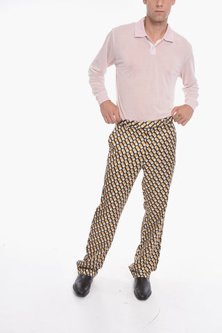 Pantaloni Pigiama RETRO in Satin di Viscosa con Ricamo Logo