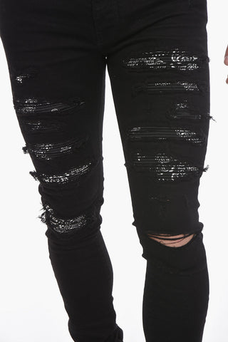 Skinny THRASHER Denims with BANDANA Patch Details 14cm