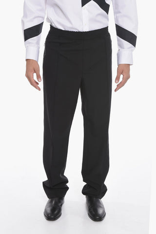 Pantaloni in Gabardine a Vita Bassa con Pince
