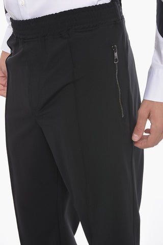 Pantaloni in Gabardine a Vita Bassa con Pince