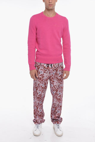 Maglia in Cashmere con Dettaglio Distressed e Logo Ricamato