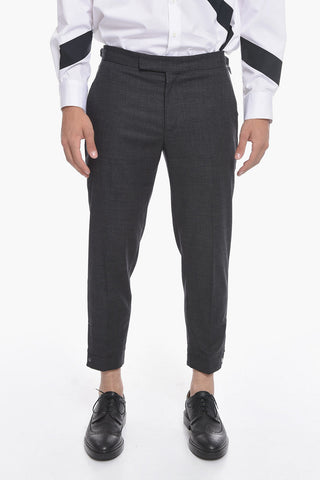 Pantaloni in Gabardine a Vita Bassa con Pince