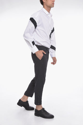 Pantaloni in Gabardine a Vita Bassa con Pince