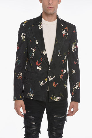 Jacquard BUTTERFLY Single-breasted Blazer with Peak Lapel