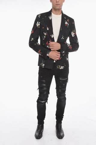 Jacquard BUTTERFLY Single-breasted Blazer with Peak Lapel