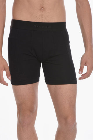 Set 2 Paia di Boxer a Tinta Unita in Cotone Stretch