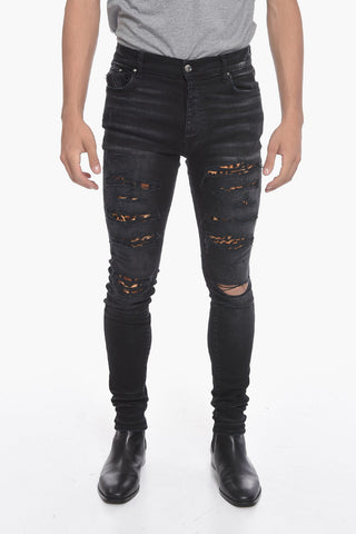 Slim-fitting THRASHER Denims with Leopard Pony-skin Details 14cm