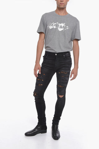 Slim-fitting THRASHER Denims with Leopard Pony-skin Details 14cm