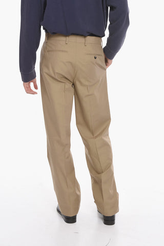 Cotton-poplin Single-pleated Pants with Relax fit
