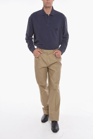 Cotton-poplin Single-pleated Pants with Relax fit