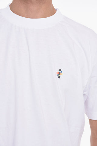 Crew Neck COLORFUL CROSS T-Shirt with Embroidery