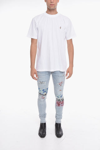 Crew Neck COLORFUL CROSS T-Shirt with Embroidery