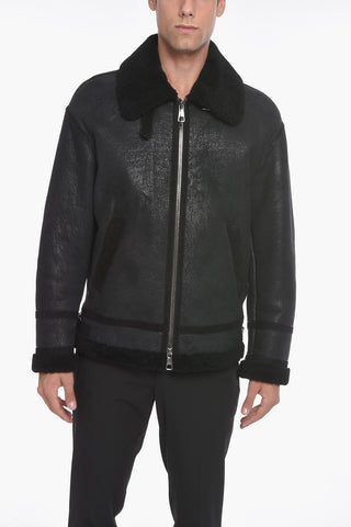 Textured Leather Shearling Jacket