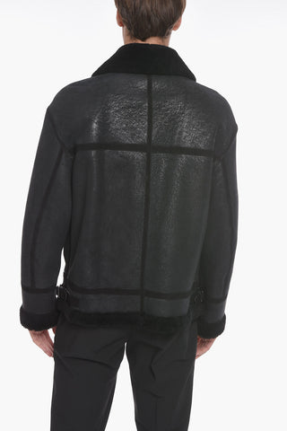Textured Leather Shearling Jacket