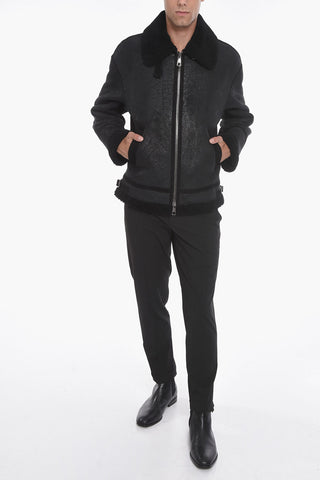 Textured Leather Shearling Jacket