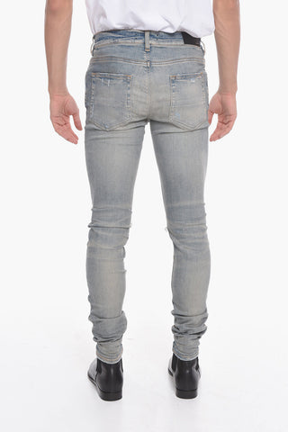 Skinny PLAID MIX1 Vintage-effect Denims with Patch Details 14,5cm