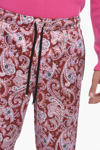 Pantaloni Pigiama in Satin di Viscosa con Stampa Paisley
