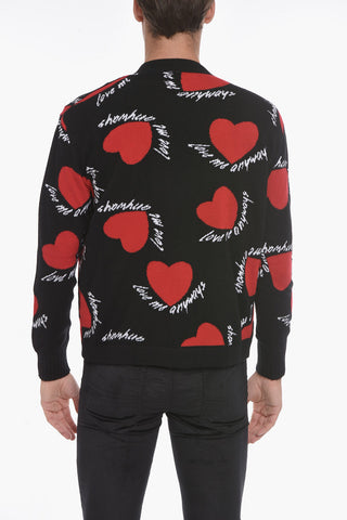 Cashmere Cardigan with Hearts Print