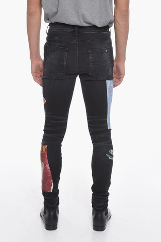 PLAYBOY Distressed Skinny Denims with Print 14cm