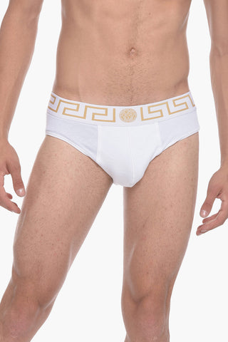Set 2 Pairs of Stretch Cotton Briefs with Logoed Elastic Band