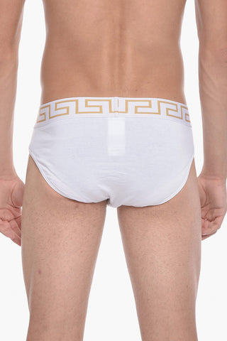 Set 2 Pairs of Stretch Cotton Briefs with Logoed Elastic Band