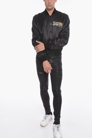 Bomber PLAYERS CLUB in Misto Seta con Logo in Applicazione