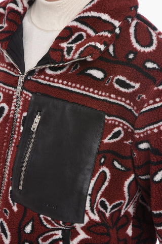 Fleeced Jacket in BANDANA Motif with Leather Details