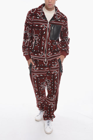 Fleeced Jacket in BANDANA Motif with Leather Details