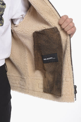 Distressed Leather Shearling Jacket